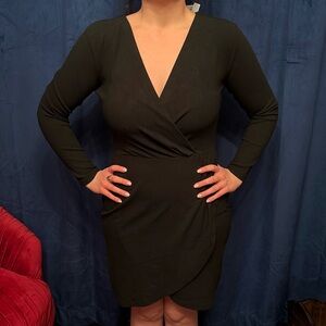 LOFT Emerald Green Long Sleeve Wrap Dress